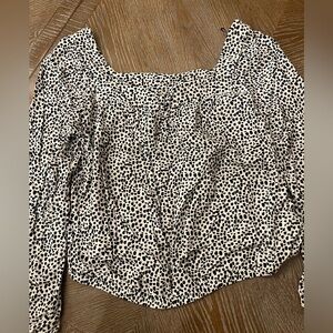 Express Black and Cream Patterned Blouse
